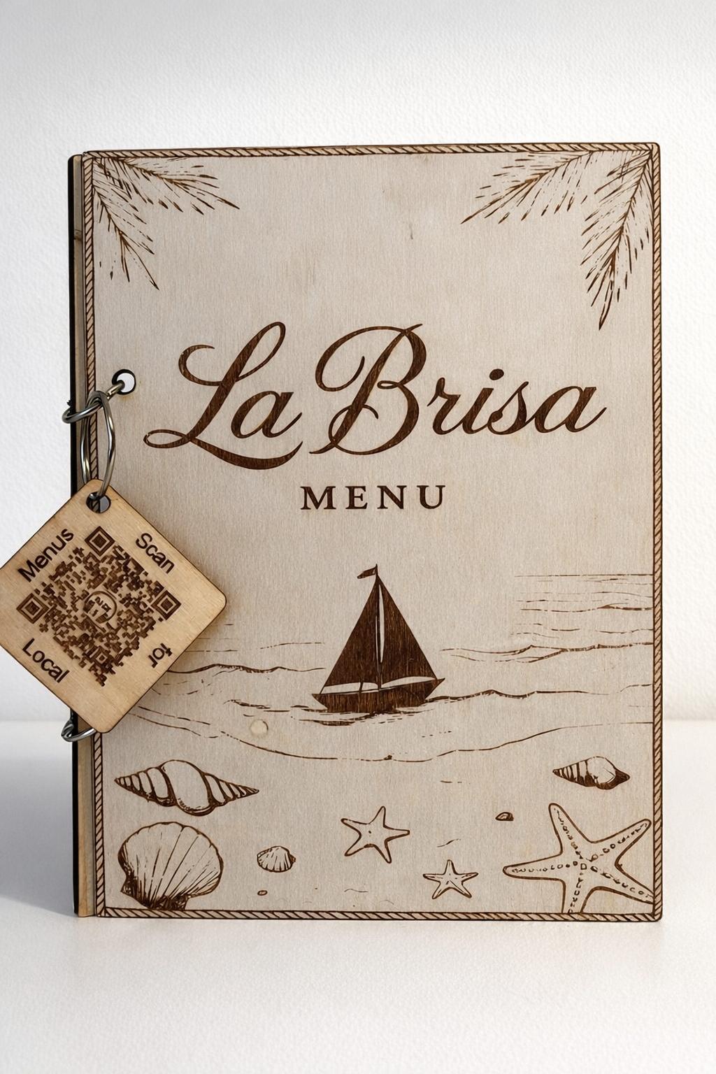 Menus A5 Custom Made - Wooden fold out menus with your personalized design